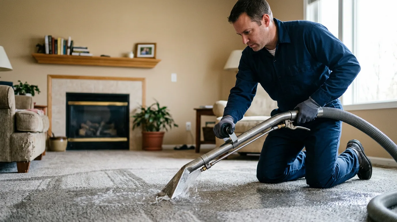 Water damage restoration technician working near Comstock, NE